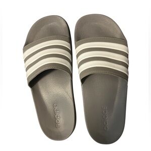 Adidas Men’s Gray and White Slides